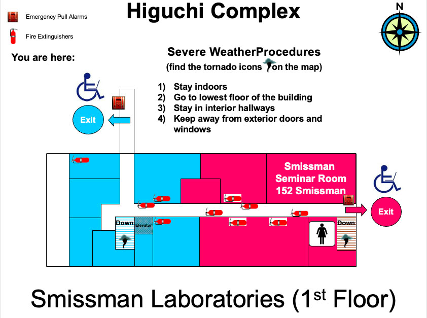 Map of the first floor of the Higuchi Complex Smissman Laboratories